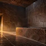 Templo de Lúcifer C Mara De Granito Sob Luz Dourada