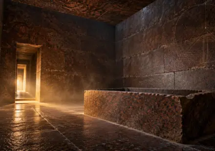 Templo de Lúcifer C Mara De Granito Sob Luz Dourada
